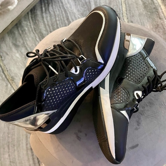 Michael Kors Black, White & Chrome Sneakers - Picture 3 of 5
